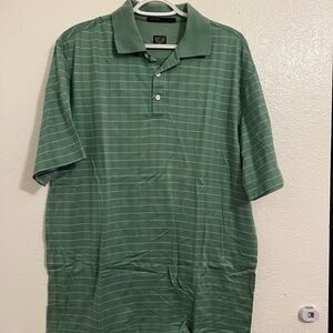 Men's Green Striped Polo Shirt